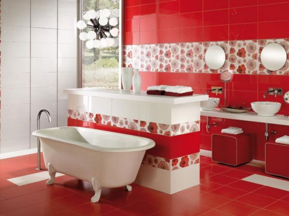 Add Warmth To Your House With Ideas From These Red Bathroom Interiors (11)