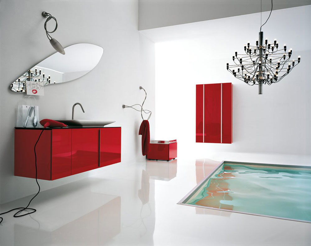 Add Warmth To Your House With Ideas From These Red Bathroom Interiors (13)