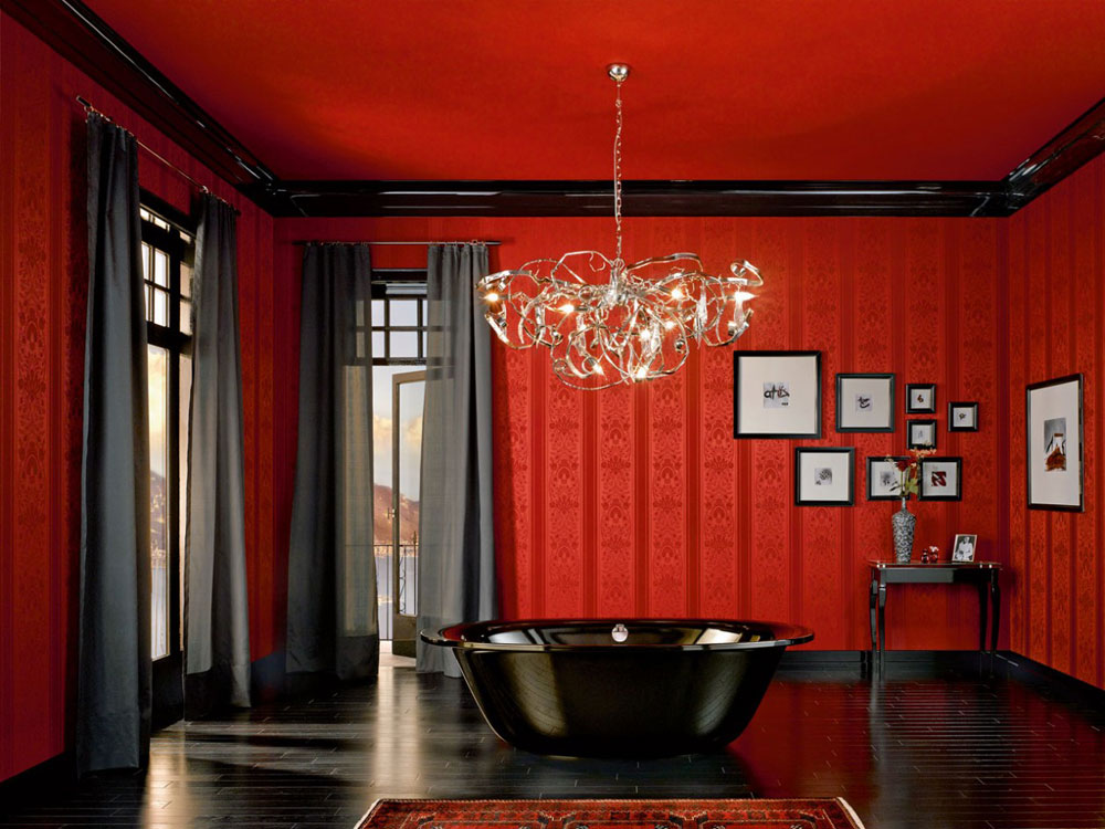 Add Warmth To Your House With Ideas From These Red Bathroom Interiors (2)