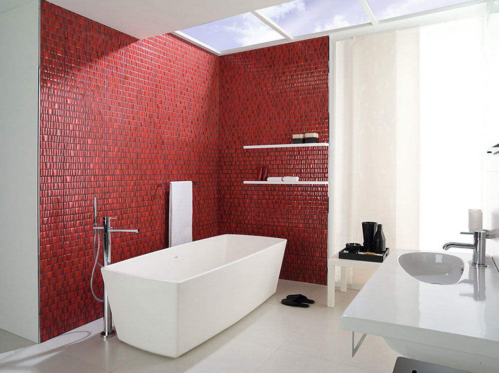 Add Warmth To Your House With Ideas From These Red Bathroom Interiors (4)
