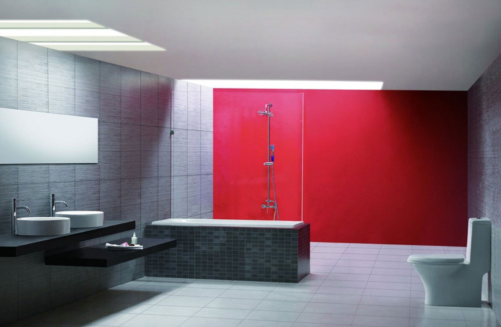 Add Warmth To Your House With Ideas From These Red Bathroom Interiors (5)