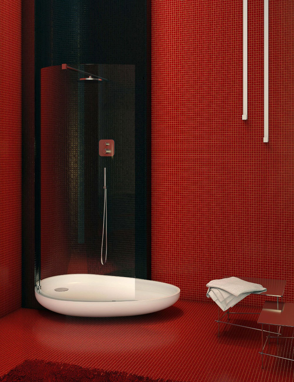 Add Warmth To Your House With Ideas From These Red Bathroom Interiors (8)