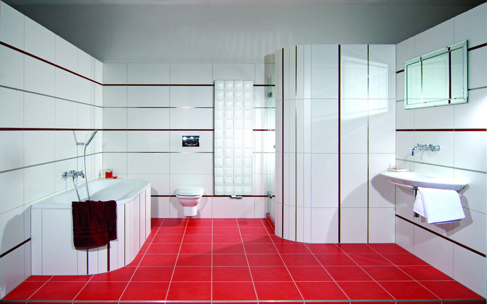 Add Warmth To Your House With Ideas From These Red Bathroom Interiors (9)