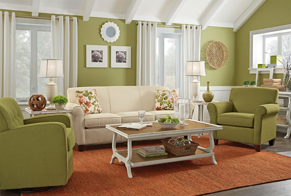 green living room ideas: walls, chairs, paint