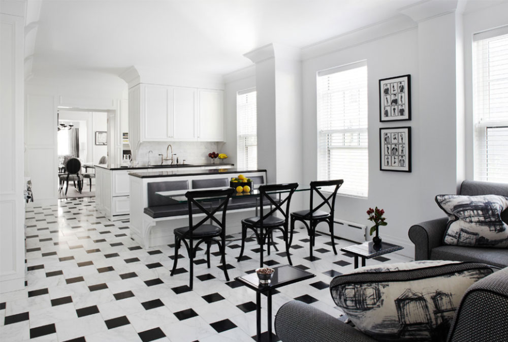 Streeterville-Renovation-by-Q-Construction Black and White Kitchen Design Ideas