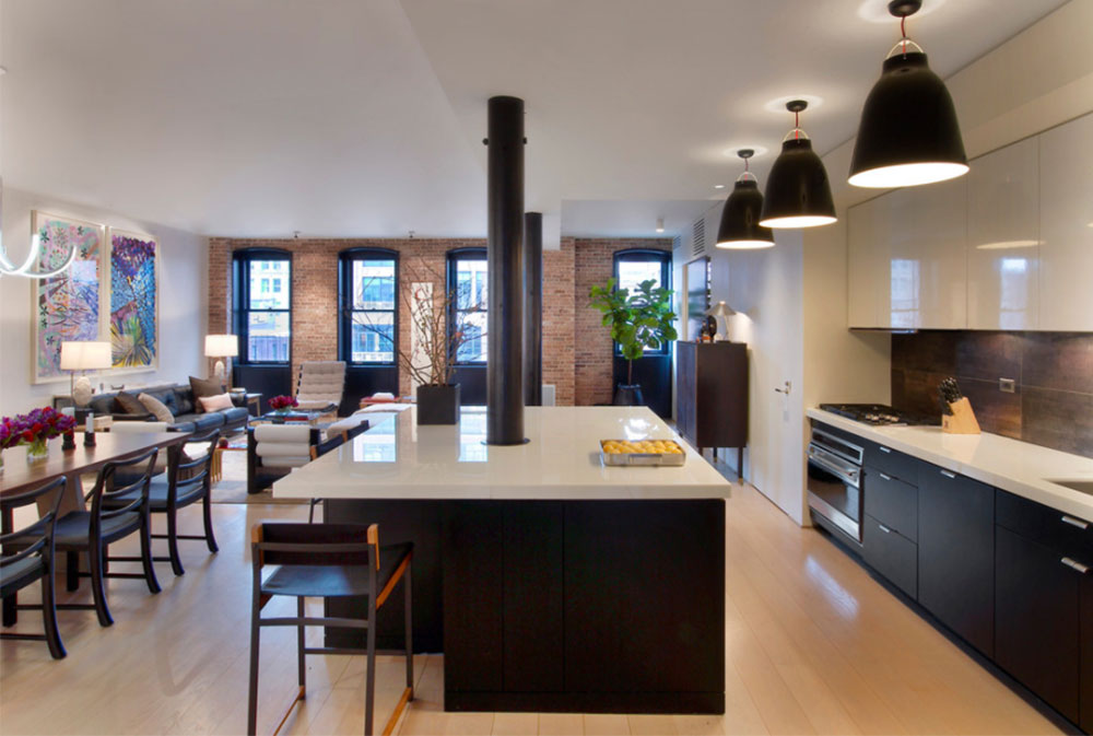 Tribeca-Residence-by-Dirk-Denison-Architects Black and White Kitchen Design Ideas