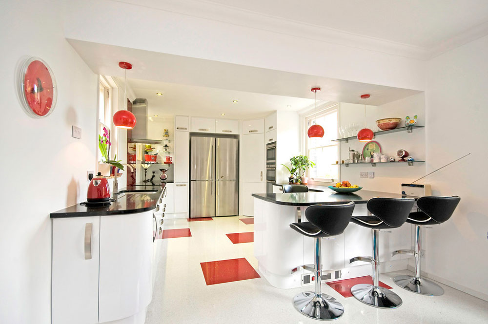 Seating-at-the-breakfast-by-Roots-Kitchens-Bedrooms-Bathrooms Red Kitchen Design: Ideas, Walls, and Décor