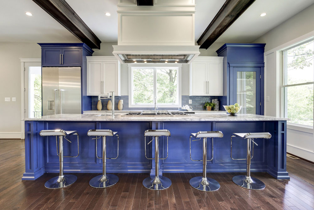 Underpinning-and-renovation-by-Sidd-Kashyap Blue Kitchen Ideas: Cabinets, Walls, and Counters