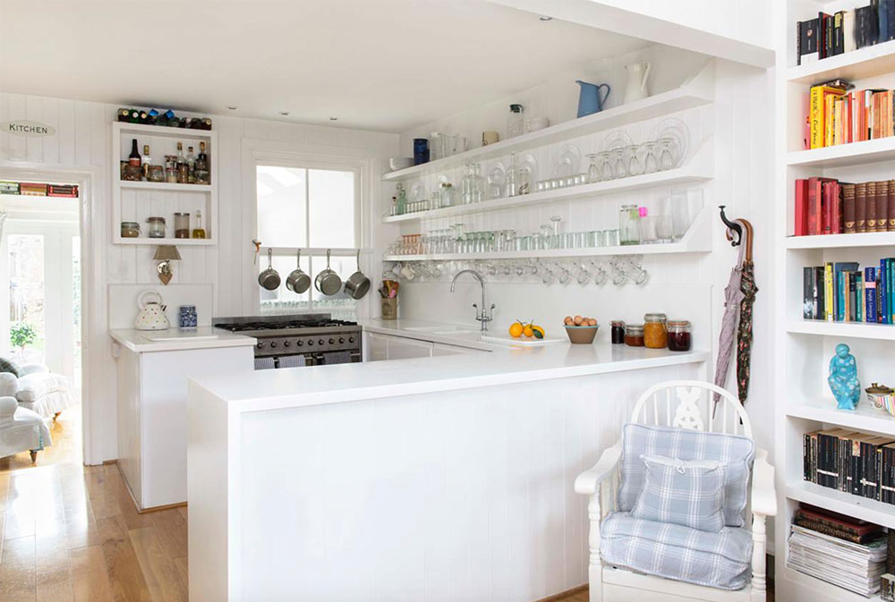 WHITSTABLE-ISLAND-COTTAGE-by-Whitstable-Island-Interiors Kitchen Shelves: Floating, Pull Out, and Wall Mounted Shelf Ideas