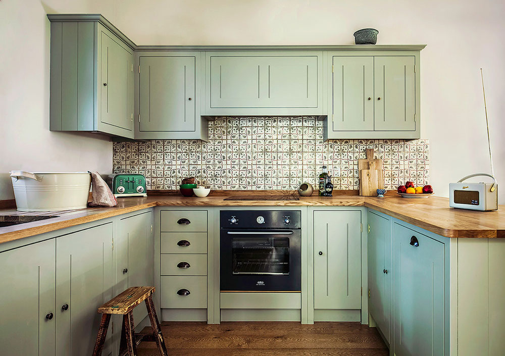 Bailie-Scott-House-Kitchen-by-British-Standard-by-Plain-English Green kitchen: ideas, décor, curtains, and accessories