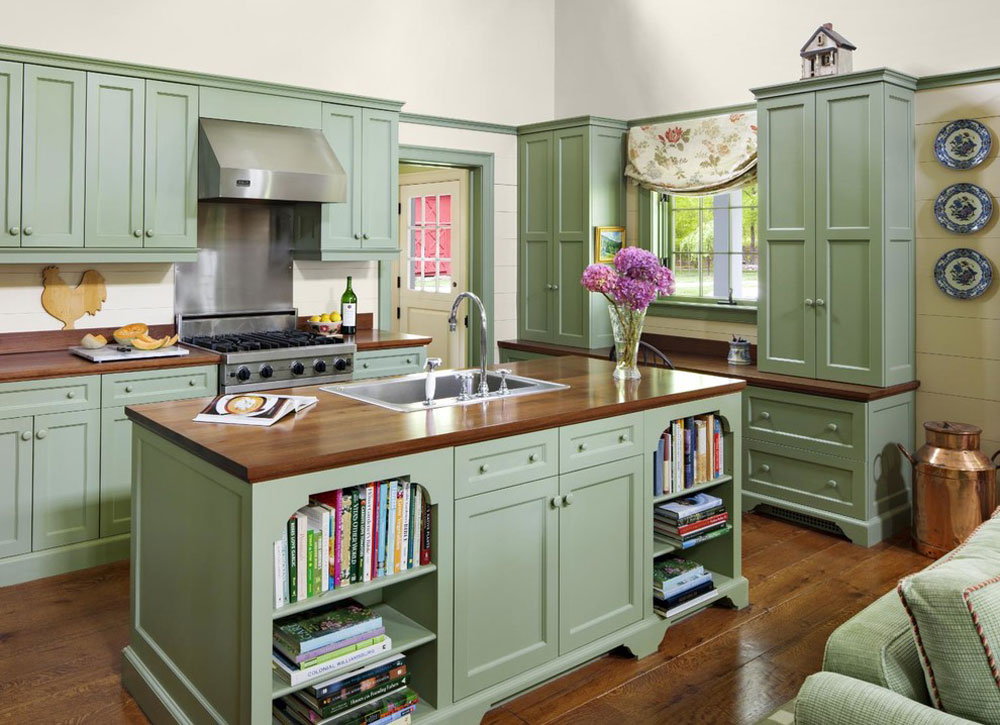 Farm-Cottage-by-Rosewood-Custom-Cabinetry-Millwork-2 Green kitchen: ideas, décor, curtains, and accessories
