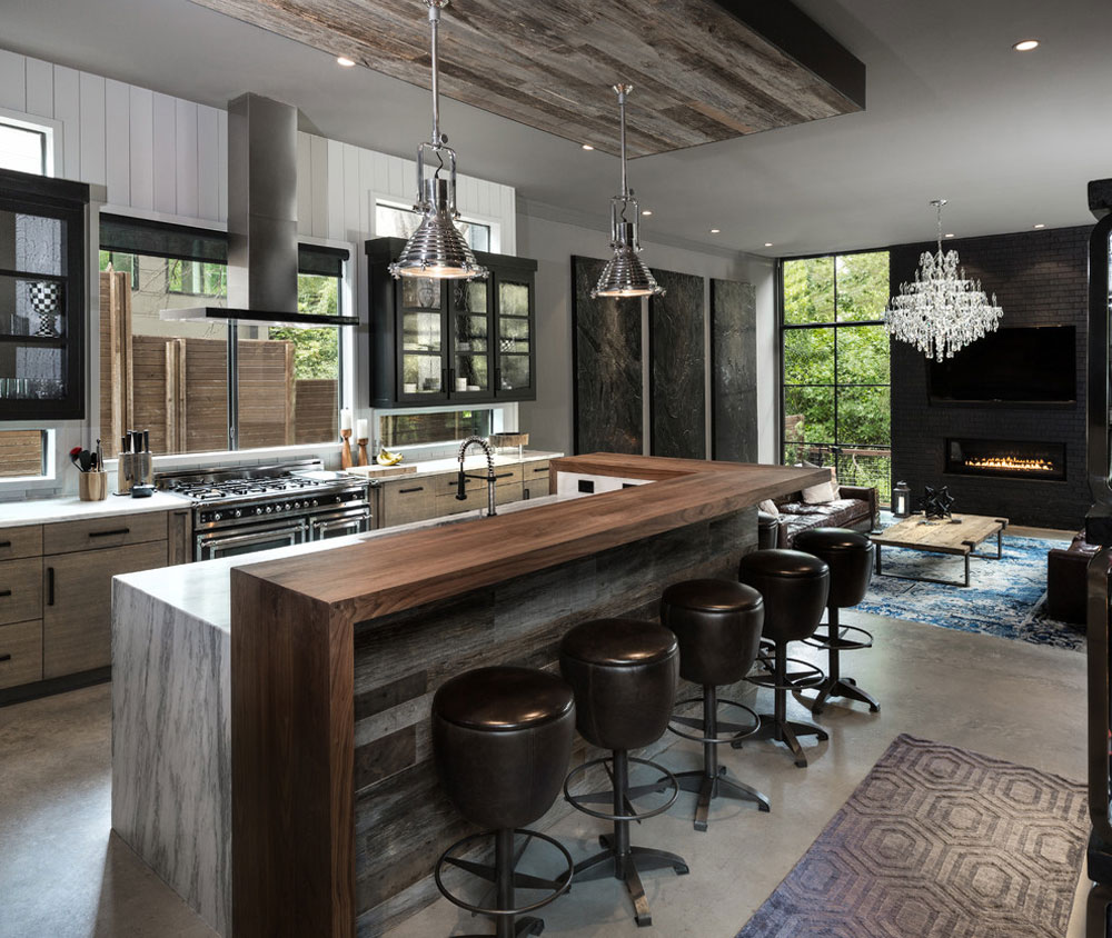 Sunnyland-Residence-by-Rosewood-Custom-Builders Industrial kitchen ideas: cabinets, shelving, chairs, and lighting