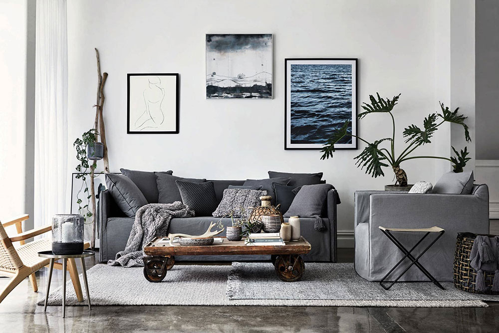 industrial-coastal-living-room-with-grey Modern Industrial Interior Design: Definition & Home Decor