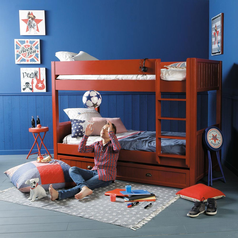 red-wood-bunk-bed 20 Low Bunk Beds Ideas for Low Ceiling Rooms