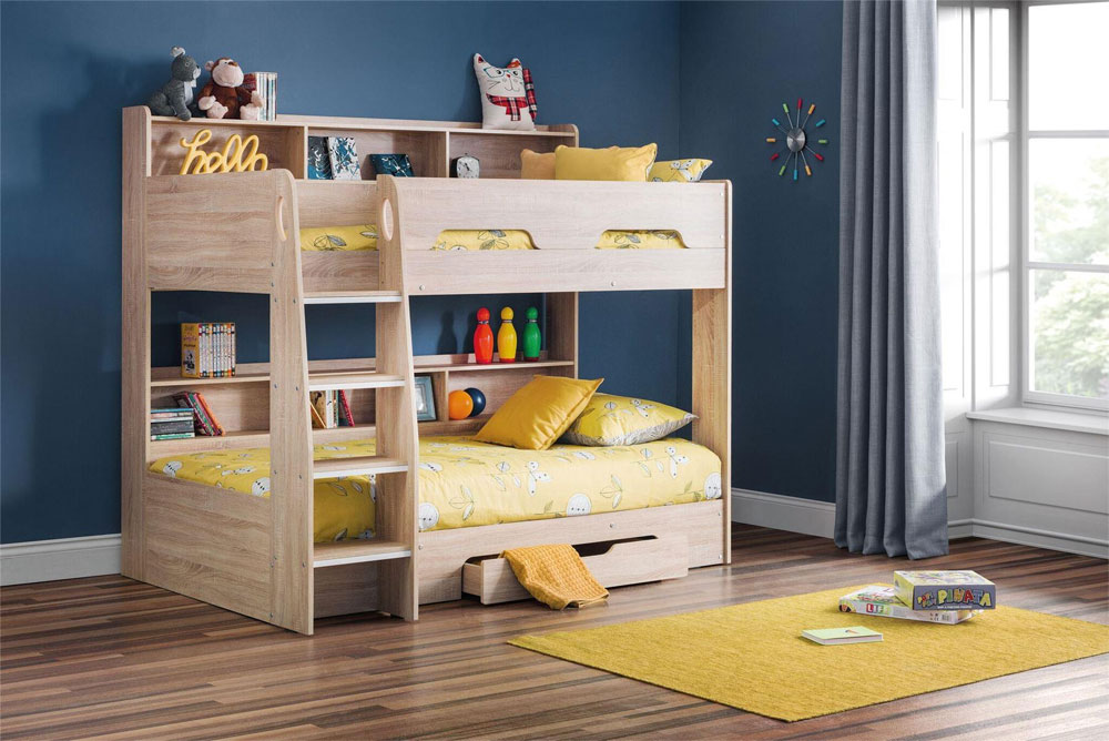 strong-bunk-bed-with-shelves-and-drawer 20 Low Bunk Beds Ideas for Low Ceiling Rooms