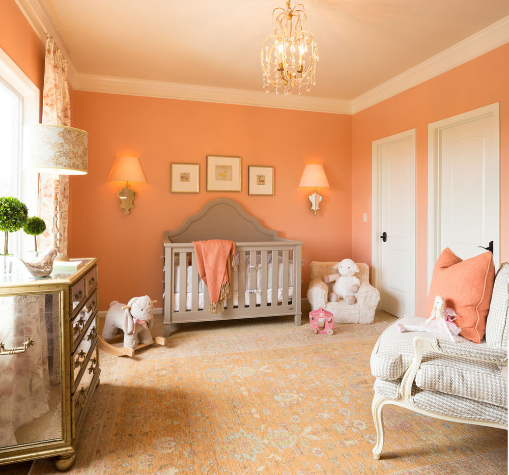 子供-寝室-バイMcCroskey-驚くべきインテリアを飾るために桃の色を使用してインテリア