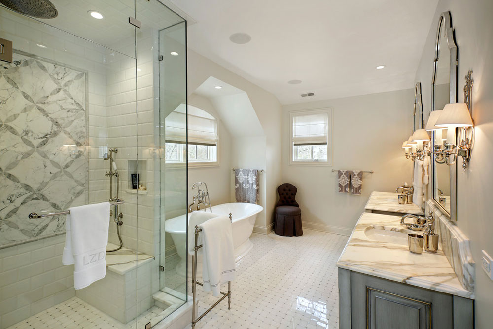 Large-Glass-Enclosed-Shower-Freestanding-Tub-by-Abruzzo-Kitchen-Bath Bathroom fixtures: Tips on how to get the best bathroom vanities