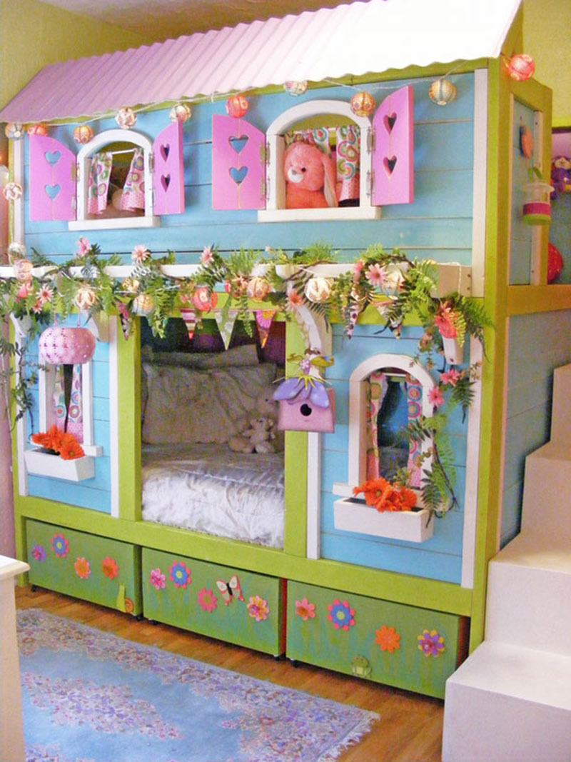 Doll-house-themed-bunk-beds Free DIY Bunk Bed Plans To Build Your Own Bunk Bed
