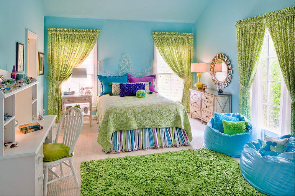 Girls-Bedroom-by-Laurie-S-Woods-ASID-1 Colors that go with green: Great color combinations
