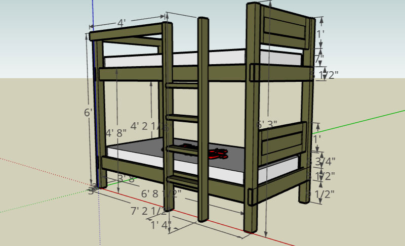 Free Diy Bunk Bed Plans To Build Your, Diy Loft Bed Dimensions