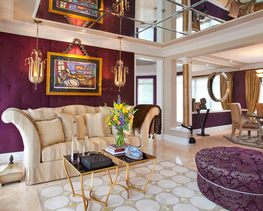 Traditional-Living-Room-by-Mcleanandtircuit Colors that go with purple and how to decorate with this color