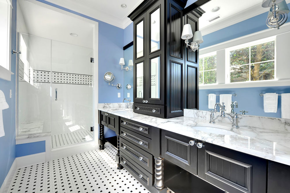 Owners-Bath-by-Echelon-Custom-Homes What colors go with blue? Blue paint ideas for your interiors