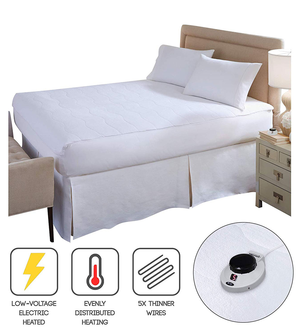 120 x 107cm,Heated Mattress Cover with 3 Heat Settings Controller,Machine Washable Wärmer Double Electric Blanket 