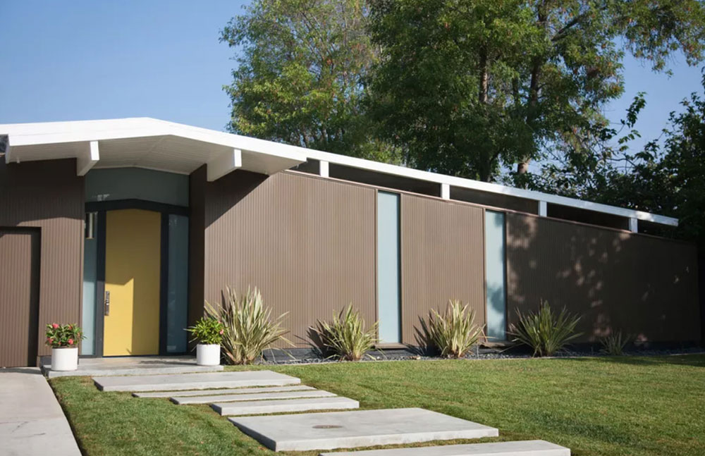 Eichler-House-with-Yellow-Door Yellow front door ideas for a vivid house entrance