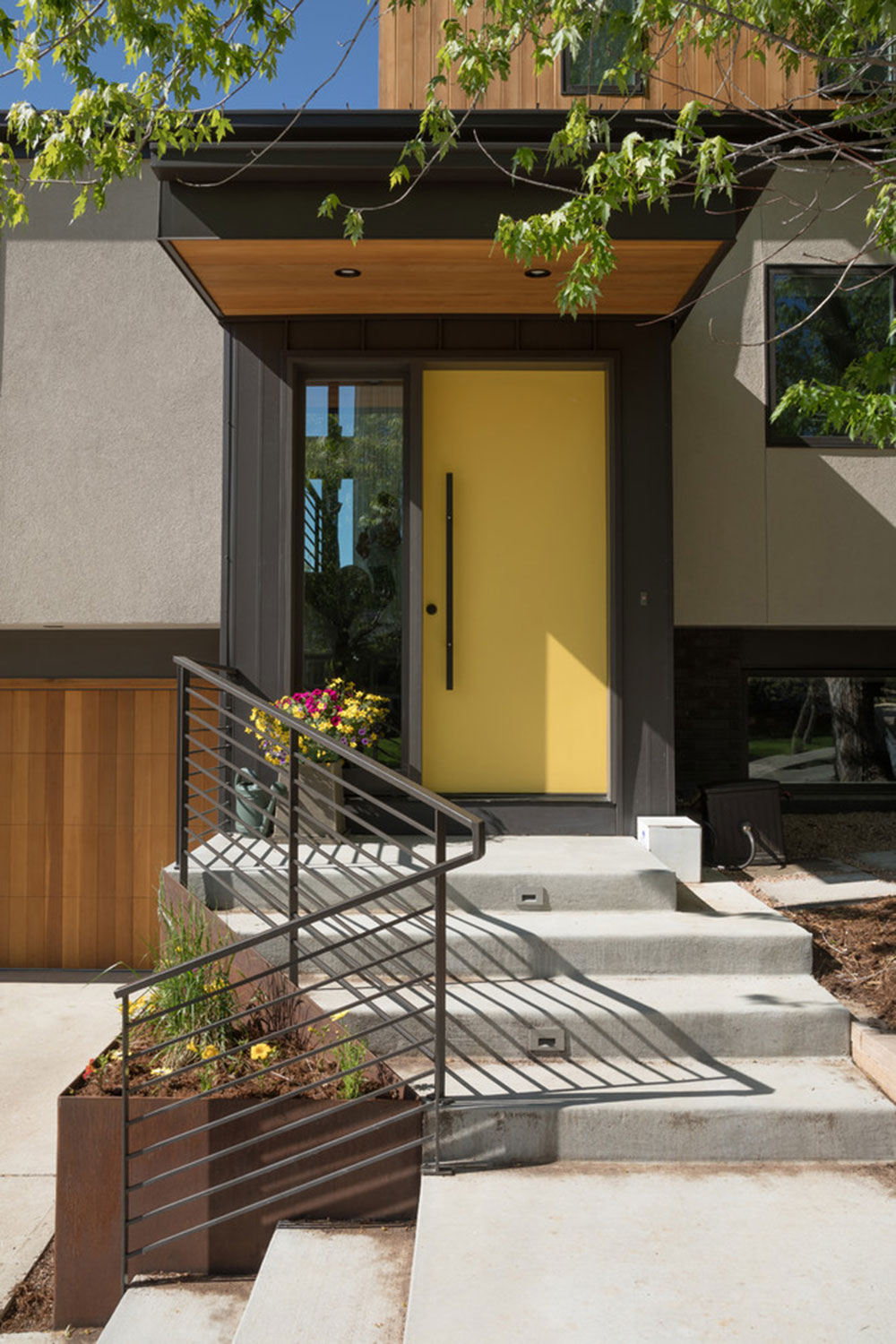 Indoor-Outdoor-Living-Boulder-CO-by-Caddis-PC Yellow front door ideas for a vivid house entrance