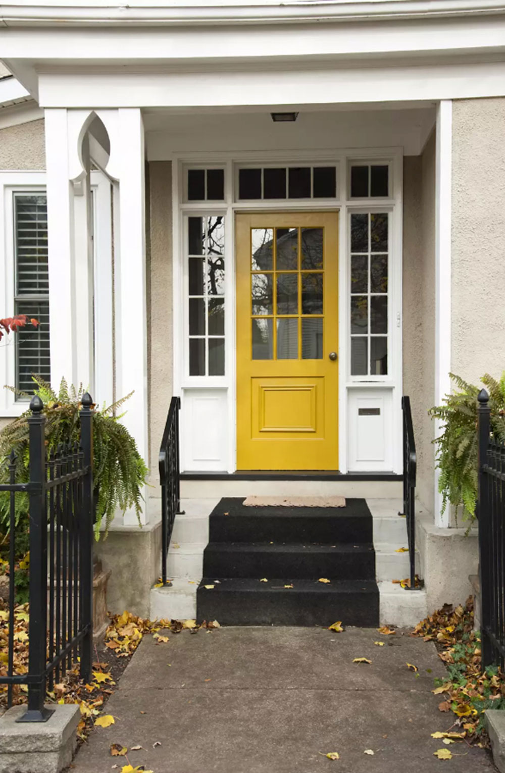 White-House-Yellow-Door Yellow front door ideas for a vivid house entrance