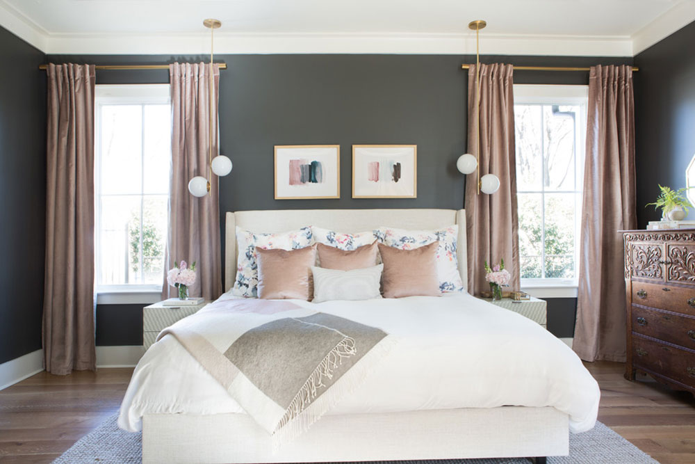 Charcoal-and-Blush-Master-Bedroom-by-Lindsey-Black-Interiors How to do transitional decor and have a great result