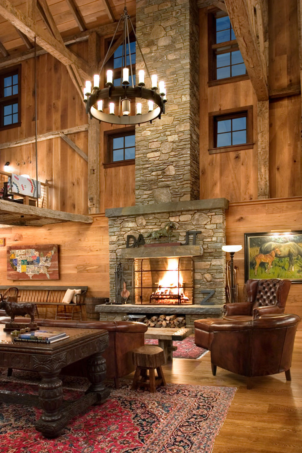 Four-Barns-Farm-by-Gleicher-Design-Architecture-and-Interiors Stone Fireplace Ideas. How to Decorate a Stone Fireplace.