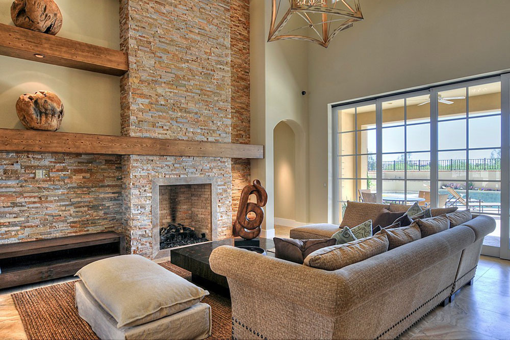 Vista-Model-at-the-Village-at-Paradise-Reserve-by-Cullum-Homes-Design-Build-Renovation Stone Fireplace Ideas. How to Decorate a Stone Fireplace.