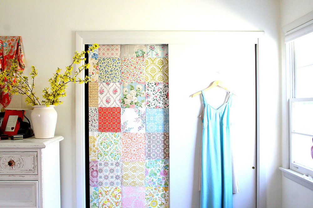 Wallpapered-Bedroom-closet-by-Tamar-Schechner-Nest-Pretty-Things-Inc Closet doors ideas you should try in your room