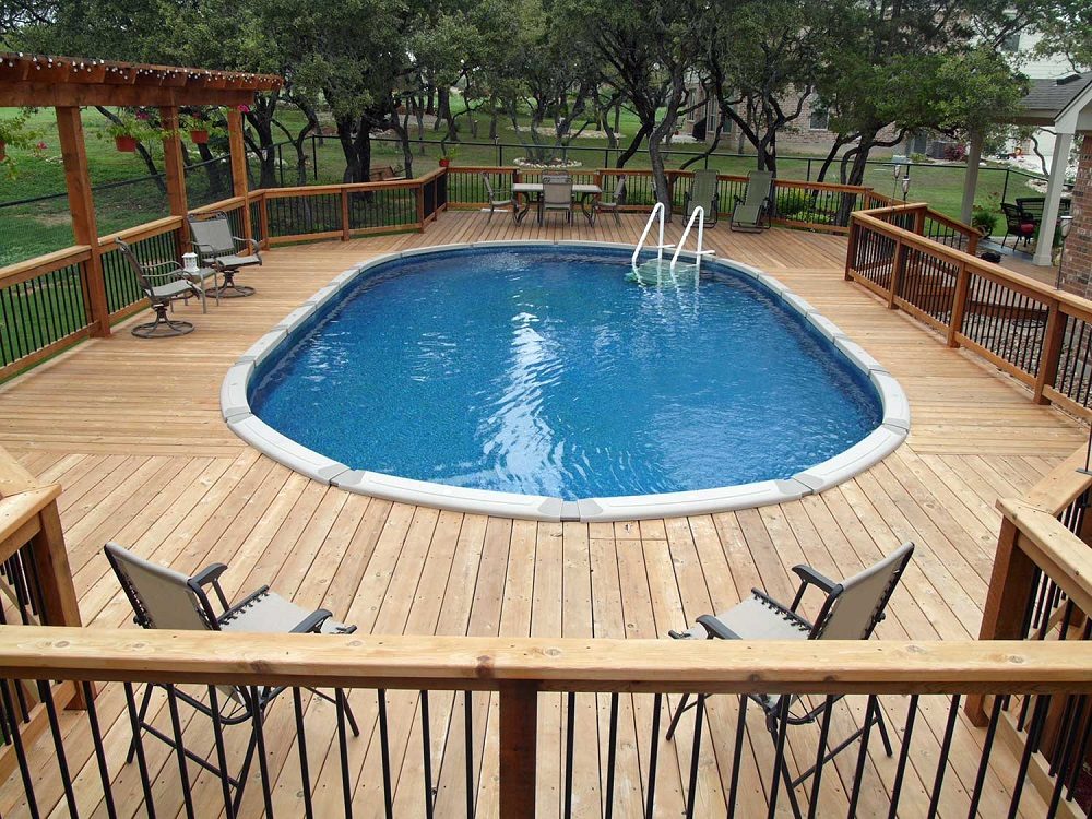 Cool Above Ground Pool Decks To Use As, Wood Deck Around Inground Pool