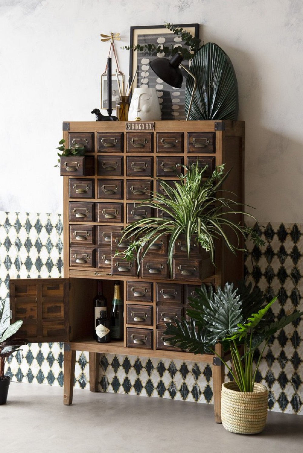 t3-66 How to use a vintage apothecary cabinet in your home décor