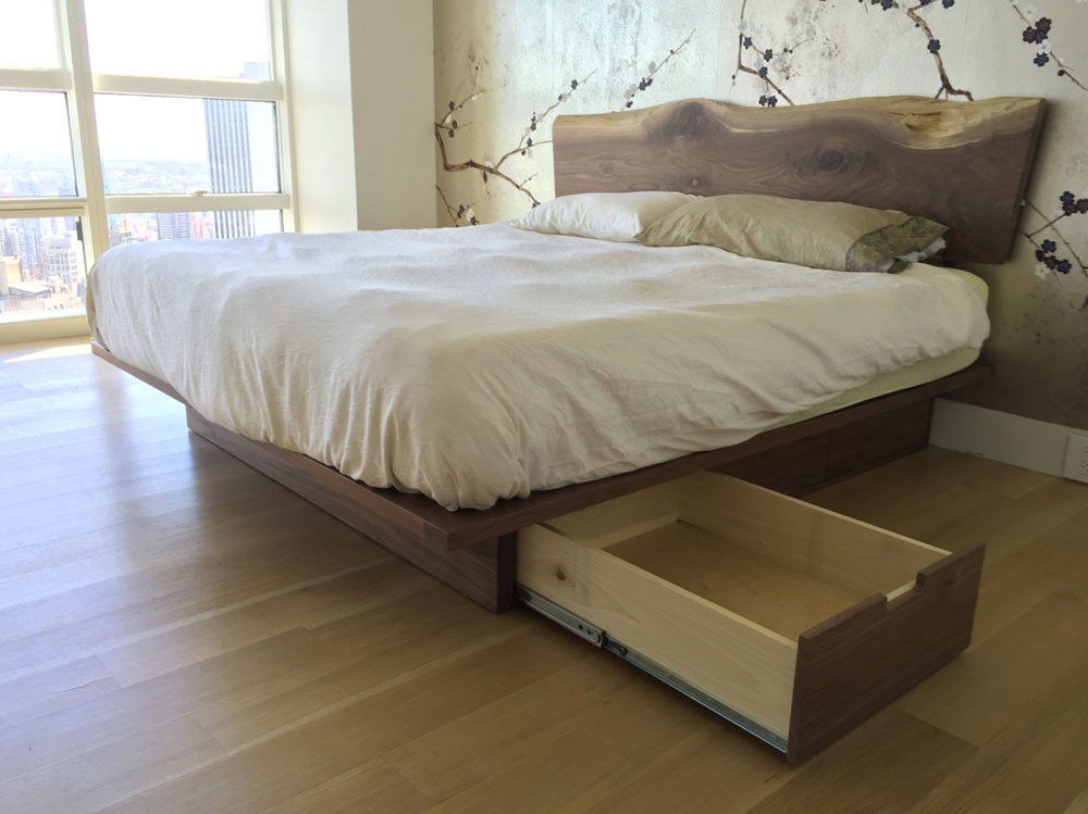 Natural-edge-walnut-storage-platform-bed-by-Appalachian-Joinery Are platform beds comfortable? Why you should buy one