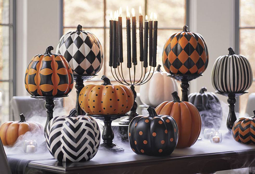 Harlequin-Pumpkins Modern Halloween décor that you can try in your house