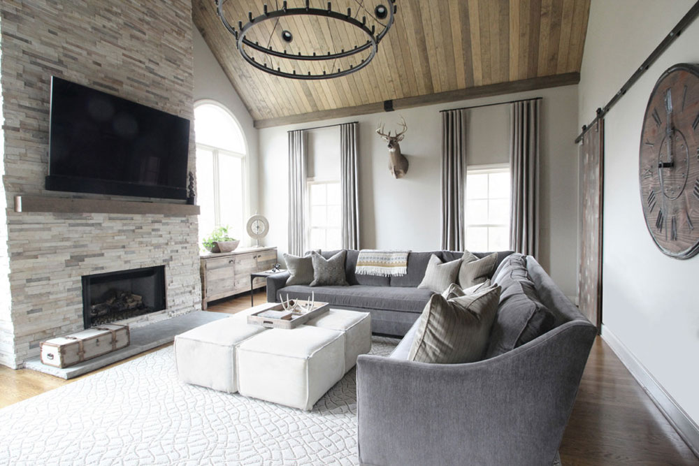 Rustic-Family-Room-Living-Room-by-Brad-Ramsey-Interiors How to arrange furniture in an awkward living room