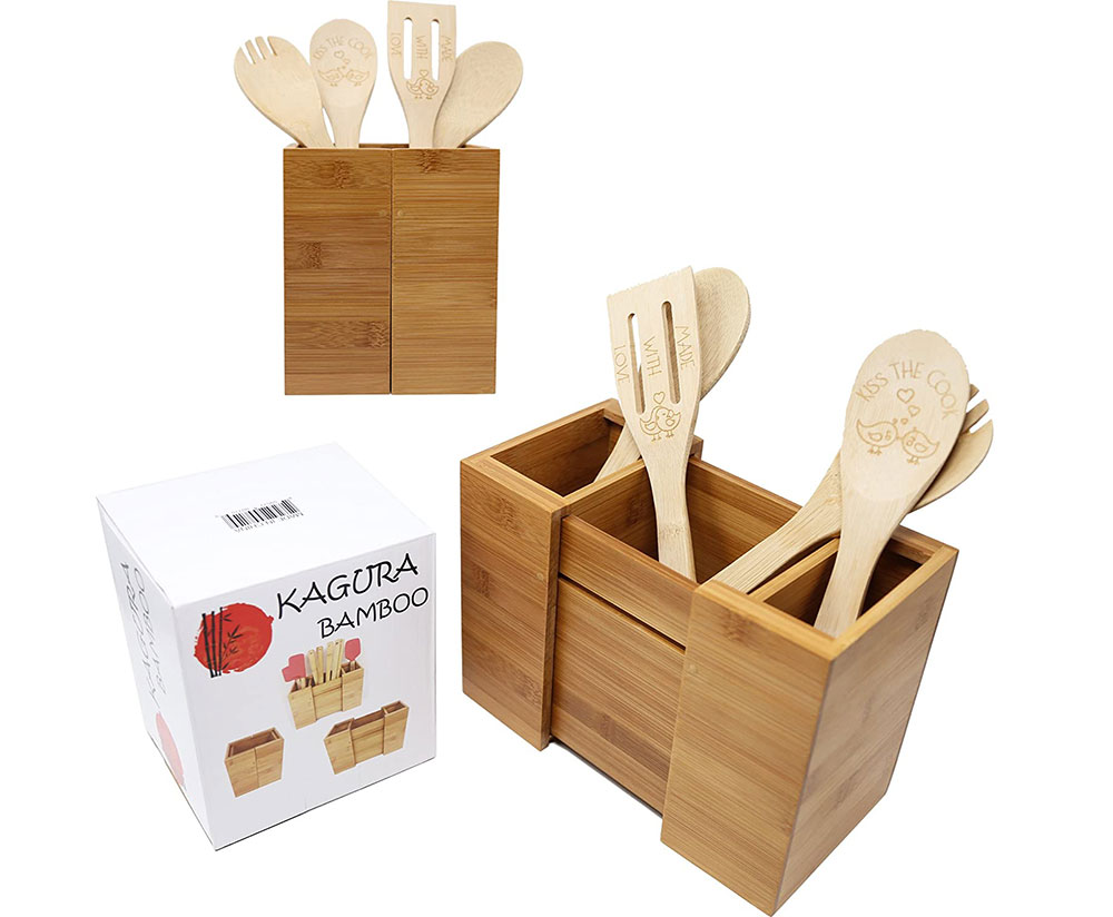 KAGURA-BAMBOO-Expandable-Utensil-Holder What's the best kitchen utensil holder out there?