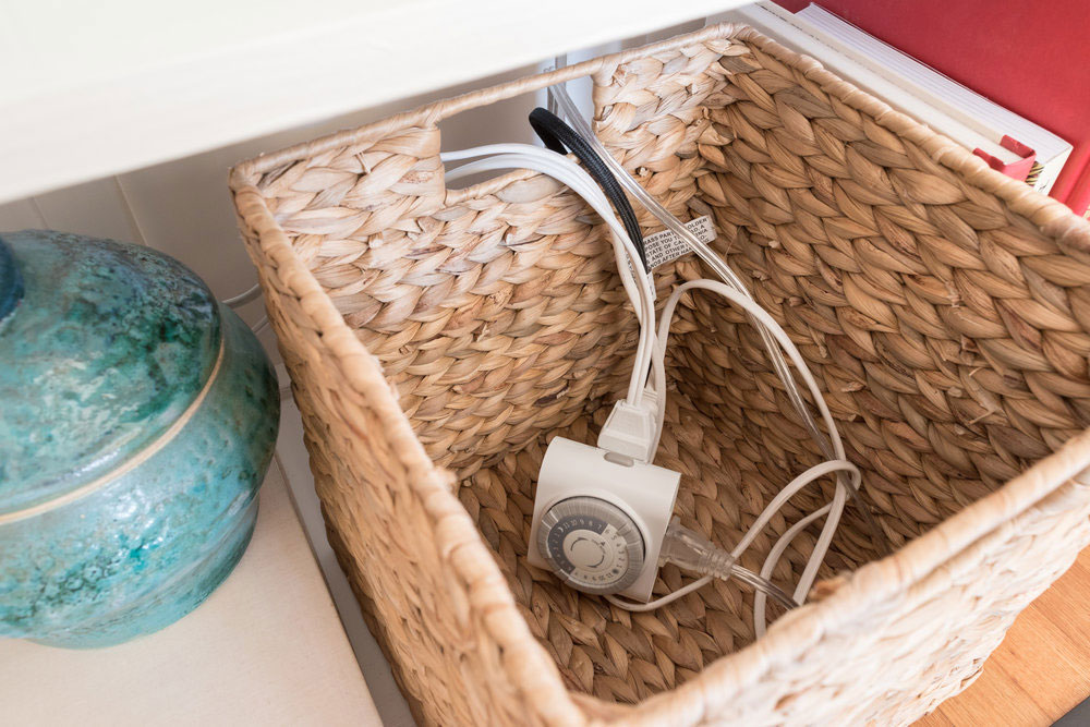 basket How to hide electrical cords in the living room (Quick tips)