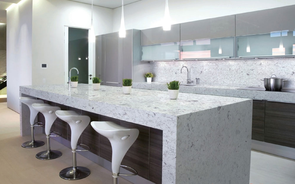 Waterfall-Countertops-featuring-uQuartz-Collection-by-UNIVERSAL-GRANITE-MARBLE How to use a waterfall countertop to make an awesome kitchen