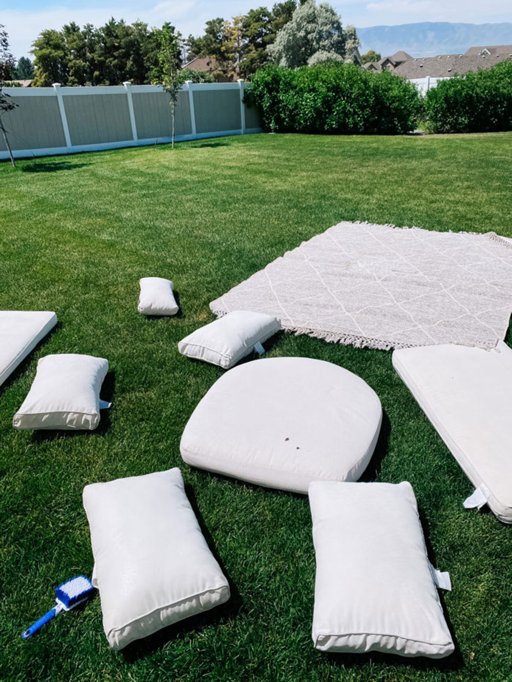 Wet-spray-the-cushions How to clean outdoor furniture cushions in a few steps