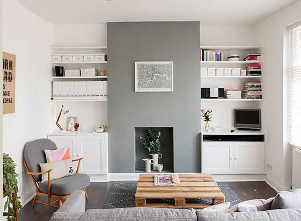 A-chimney-breast-into-a-home-office How to decorate an unused fireplace to look good?