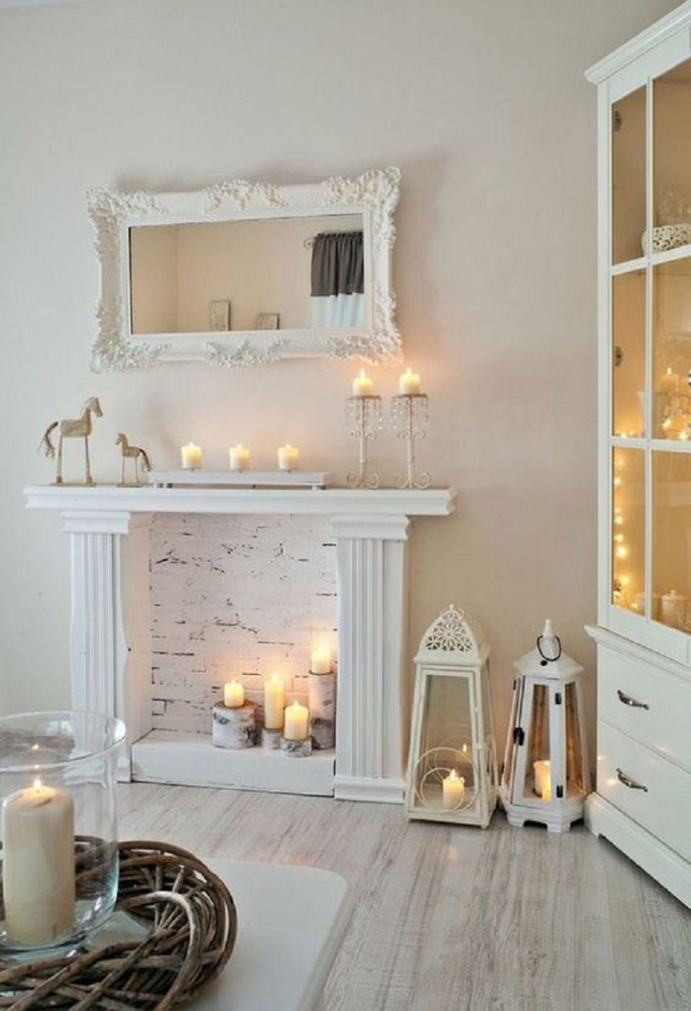 Candles How to decorate an unused fireplace to look good?