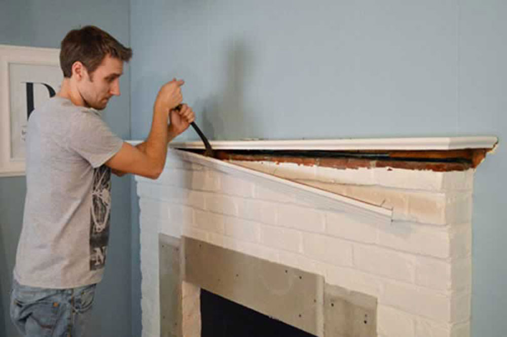 Remove-the-connecting_s How to remove a fireplace mantel easily