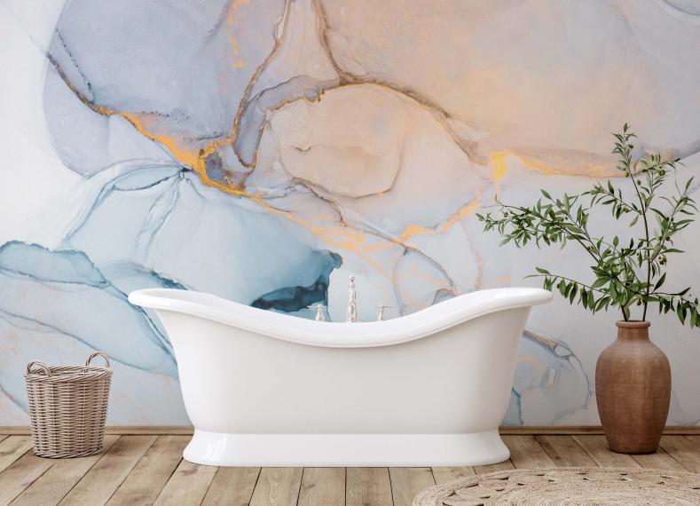 dreamy-blue-marble-wallpaper-mural-bathroom Top 10 Marble Effect Wallpapers That Make Your Room Look Amazing