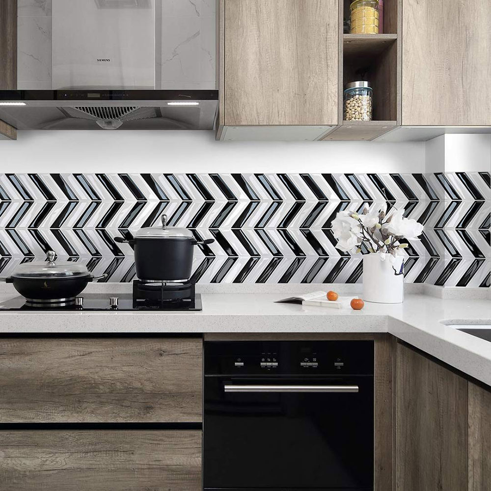 Black-And-White-Mosaic-Tile What backsplash goes with marble countertops? (Answered)