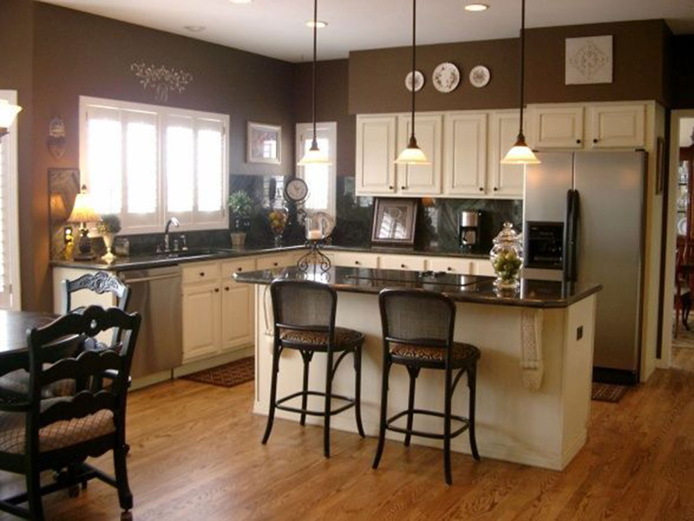 Chocolate-Brown2 Great Kitchen Color Schemes with White Cabinets