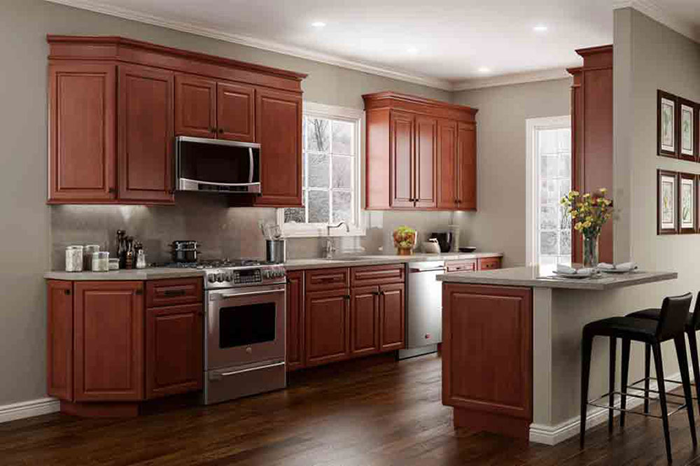 Gray The Most Interesting Kitchen Color Schemes with Cherry Cabinets